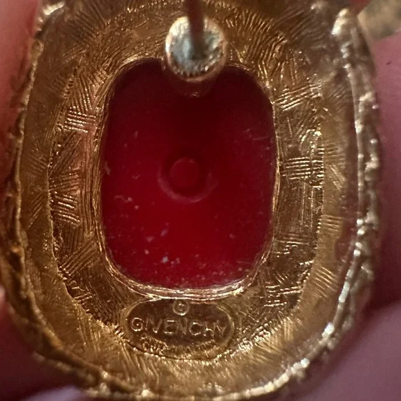 Givenchy Elegant Red and Gold Earrings - Picture 12 of 13